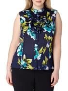Tahari Arthur S. Levine Plus Mandarin-collar Floral Blouse
