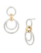 Kenneth Cole New York Trinity Rings Crystal Two-tone Double Ring Drop Earrings