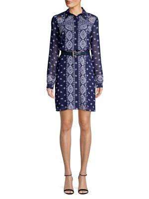Michael Michael Kors Long-sleeve Belted Shirtdress