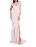 Glamour By Terani Couture Off-the-shoulder Beaded Gown