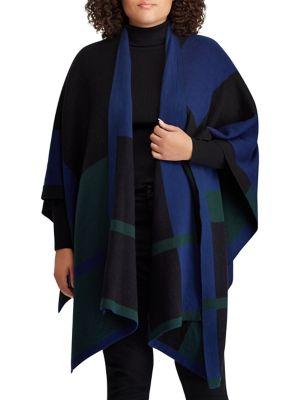 Lauren Ralph Lauren Plus Plus Plaid Logo Poncho