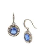 Miriam Haskell Silvertone, Light Sapphire Crystal & Crystal Drop Earrings