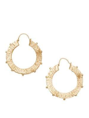 Sole Society Updated Textured Fashion & Stones Crystal Hoop Earrings