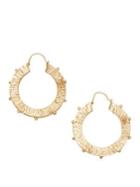 Sole Society Updated Textured Fashion & Stones Crystal Hoop Earrings
