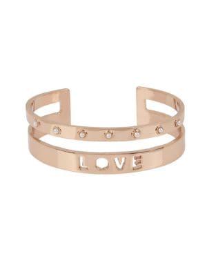 Bcbgeneration Affirmation Love Cut-out White Faux Pearl Cuff Bracelet
