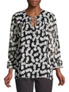 Karl Lagerfeld Paris Printed Long-sleeve Blouse