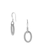 Lord & Taylor Sterling Silver And Cubic Zirconia Braided Oval Drop Earrings