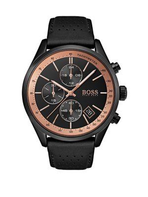 Hugo Boss Grand Prix Stainless Steel Leather-strap Watch
