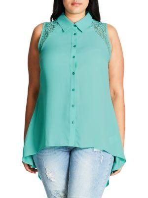 City Chic Lace Accented Blouse