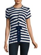 Ivanka Trump Striped Lace-up Front Top