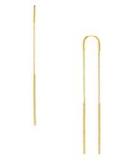 Lord & Taylor 14k Yellow Gold Pdc Double Bar Pull Through Earrings
