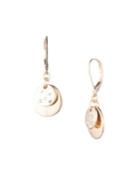 Ak Anne Klein Goldtone And Glass Stone Pave Disk Drop Earrings