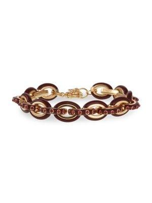 Laundry By Shelli Segal Red Wood Shores Goldtone & Crystal Link Bracelet