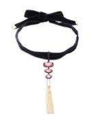 Trina Turk Pink Agate And Mother-of-pearl Velvet Ribbon Choker