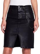 Skinny Girl Coated Denim Pencil Skirt