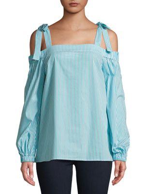 Michael Michael Kors Striped Cold-shoulder Blouse