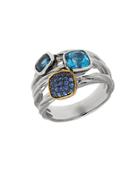 Lord & Taylor Multi-color Topaz, Sterling Silver And 14k Yellow Gold Ring