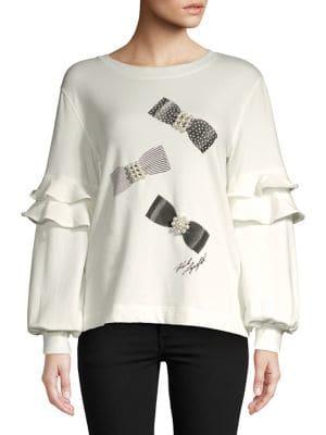 Karl Lagerfeld Paris Bow Ruffle Sweater