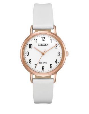 Citizen Eco-drive Goldtone Stainless Steel Leather-strap Watch