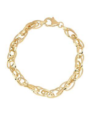 Lord & Taylor 14k Yellow Gold Hollow Interlock Chain Bracelet