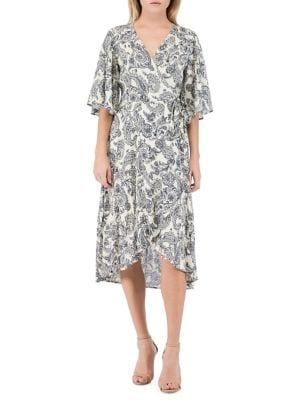 B Collection By Bobeau Orna Paisley Wrap A-line Dress