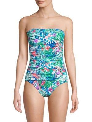 Tommy Bahama Palm Party One-piece Tube Printed Swimsuit