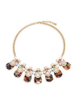 Design Lab Goldtone And Cubic Zirconia Flower Petal Link Necklace