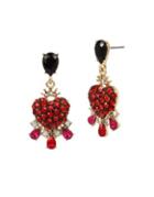 Betsey Johnson Crystal Roses Crown Dangle & Drop Earrings