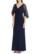 Lauren Ralph Lauren Lace-overlay Jersey Fit-and-flare Gown