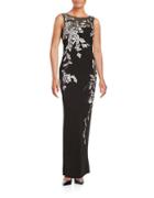 Sue Wong Floral Embroidered Gown