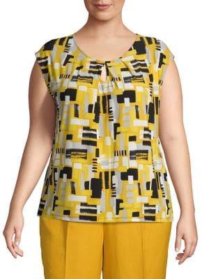 Kasper Geometric-print Sleeveless Top