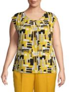 Kasper Geometric-print Sleeveless Top
