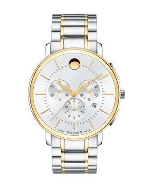 Movado Tc Two-tone Stainless Steel Chronograph Bracelet Watch