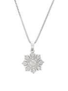 Lord & Taylor Sterling Silver & Diamond Flower Pendant Necklace