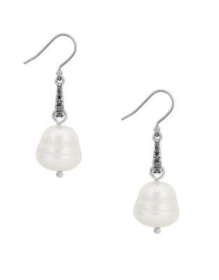 Lucky Brand Under The Influence Pearl And Crystal Drop Earrings