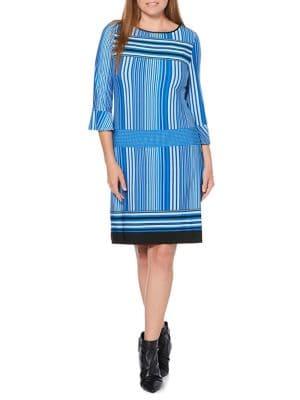 Rafaella Striped Bell-sleeve Dress