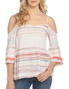 1 State On Pointe Striped Cold Shoulder Top