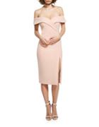 Bardot Bella Solid Off-the-shoulder Front-slit Dress