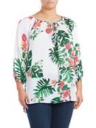 Vince Camuto Plus Printed Keyhole Top