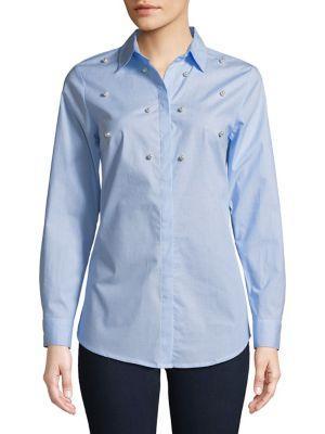 Jones New York Embellished Button-front Top