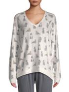 Pj Salvage Long-sleeve Cat-printed Top