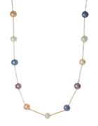 Effy Multicolored Freshwater Pearl Station Necklace In 14 Kt. Yellow Gold