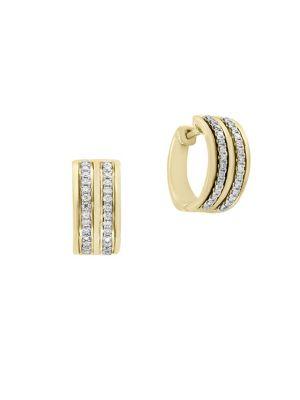 Effy Duo Diamond And 14k White Gold And Yellow Gold Hoop Earrings