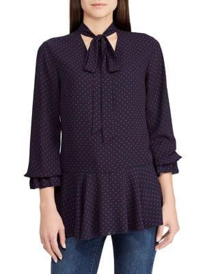Lauren Ralph Lauren Petite Tie-neck Georgette Top
