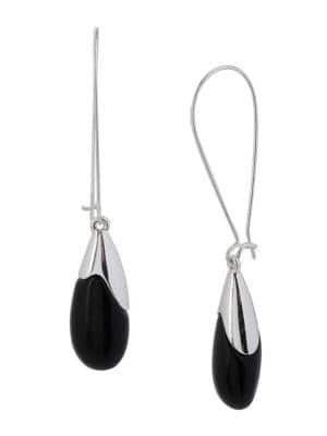 Robert Lee Morris Semi-precious Black Bead Long Drop Earrings