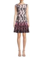 Gabby Skye Ruffled Scroll-print Fit-&-flare Dress