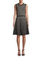 Anne Klein Striped Sleeveless Sweater Fit-&-flare Dress