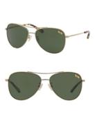 Coach 58mm Solid Green Pilot Sunglasses