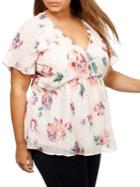 Lucky Brand Plus Floral Woven Top