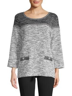 Karl Lagerfeld Paris Knit Colorblock Marled Sweater